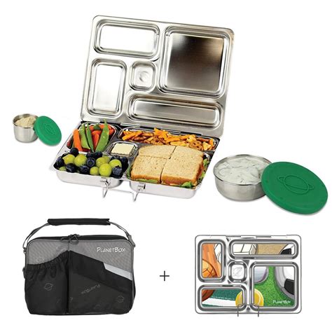 black and white metal lunch box|planetbox rover stainless steel lunchbox.